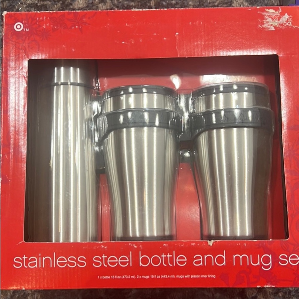 Stainless Steel Bottle and Mug Set
